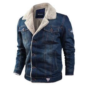 Casual Men Clothing Winter Fleece-Lined Thick Loose Lapel plus Size Denim Jacket Men's Coat