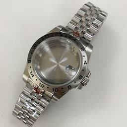 Customized Logo Case 39MM Stainless Steel Case Strap Blue Treasure Mirror Magnifier Suitable for NH35/36 Movement
