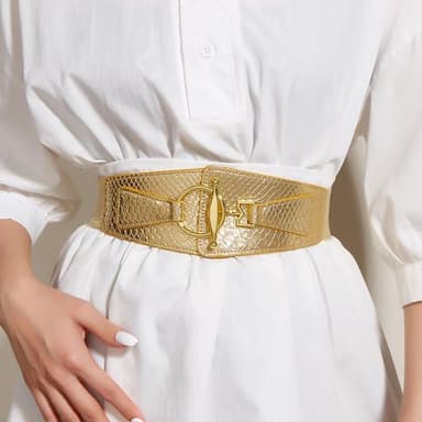 2024 Fashion Elastic Women's Belt Golden Buckle Wide Waist Belt Dress Coat Waistbands
