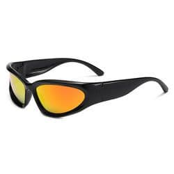 Polarized Y2k Wrap Around Women Sunglasses Futuristic Gold Mirror Oval Sun Glasses Men 2000's Punk Shades Eyewear Female UV400