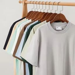 Men's 240GSM Streetwear Heavyweight Combed Cotton T-Shirt Double Yarn Construction Solid Color Crew Neck Drop Shoulder Tee Shirt