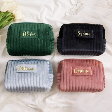 Custom Makeup Personalised Bridesmaid Bag Wedding Gift Travel Toiletry Cosmetic Birthday Gift Wedding Favors Velvet Pouch Bag