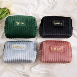 Custom Makeup Personalised Bridesmaid Bag Wedding Gift Travel Toiletry Cosmetic Birthday Gift Wedding Favors Velvet Pouch Bag