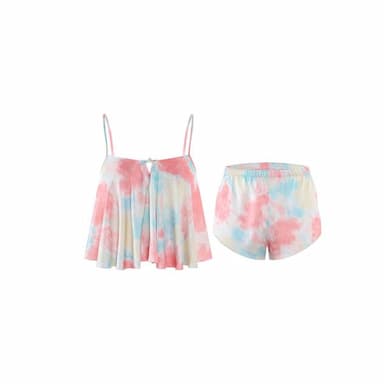 Women ice silk pajamas suspenders shorts set pajamas