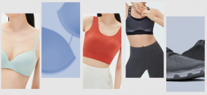 bras, sports bras, panties, shapewear, functional sports apparel and footwear