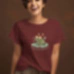 Frog and Mushroom Graphic Print Oversized T-Shirt