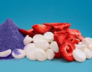 freeze-dried yogurt, fruits, and powders