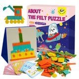 Panda Juniors Felt Pattern Blocks Set, Geometric Felt Puzzles with Puzzle Board Puzzle Mat Educational Toys