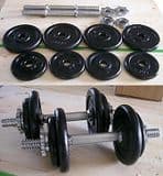 Black Painted Cast Iron Dumbbell Set