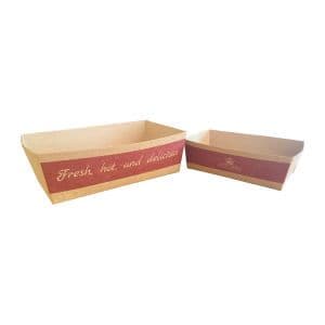 Large Concession Food Boats Custom Kitchenware Paper Food Takeout Order Togo Plate Disposable Concession Stand Hot Dog Kraft Paper Tray Premium Food Packaging