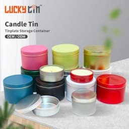 Custom Printing Empty Aluminium Jar Food Grade Metal Packaging Containe Tin Can Small Round Scented Candle Tin with Lid