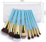 Professional Blue Makeup Brush Set with Synthetic Brushes