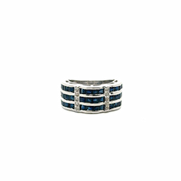 Best Selling Products 100% Natural Blue Sapphire & American Diamond Statement Ring For Wedding Accessories