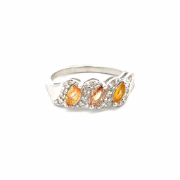 100% Natural Multi Gemstone & American Diamond 925 Sterling Silver Three Stone Ring Fine Jewelry Manufacturer