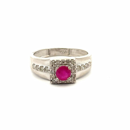Elegant & Classic Handmade Natural Round Cut Ruby & American Diamond Engagement Ring Custom Made Jewelry