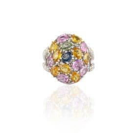 Custom Jewelry Genuine Multi Sapphire And Diamond Cocktail Ring 18K Solid White Gold Gemstone Ring Wholesale Products For Women