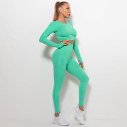 Wholesale 2 Pieces Women Seamless Gym Sets Sexy Yoga Set Tummy Control High Waist Leggings High Impact Tank Top
