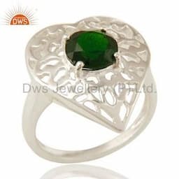 Best selling 925 sterling silver natural chrome diopside gemstone cocktail ring custom jewelry manufacturer
