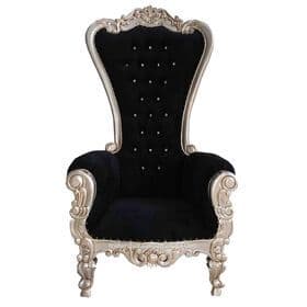 Black Velvet baroque high back king throne chairs Indonesia furniture Living Room Chairs