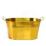 Food Grade Luxury Gold Color Metal Tin Beer Cooler Oval Ice Bucket Metal Tub with 2 Handles