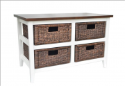 White and Brown Wicker Basket Storage Chest